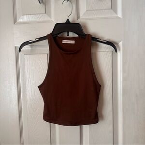 Sincerely Jules XXS Brown Knit Crew Neck Sleeveless Cropped Tank Top